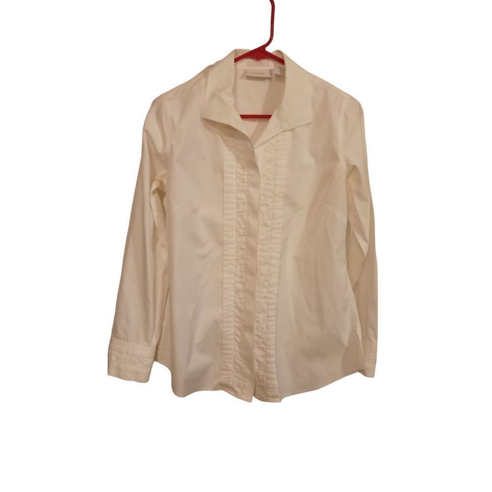 Chico's Women's‎ White Button Down Dress Long Sleeve Shirt Size 0